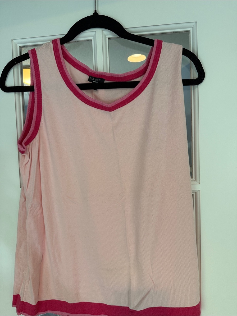 Talbots Light Pink Tank with Bright Pink Contrast Trim